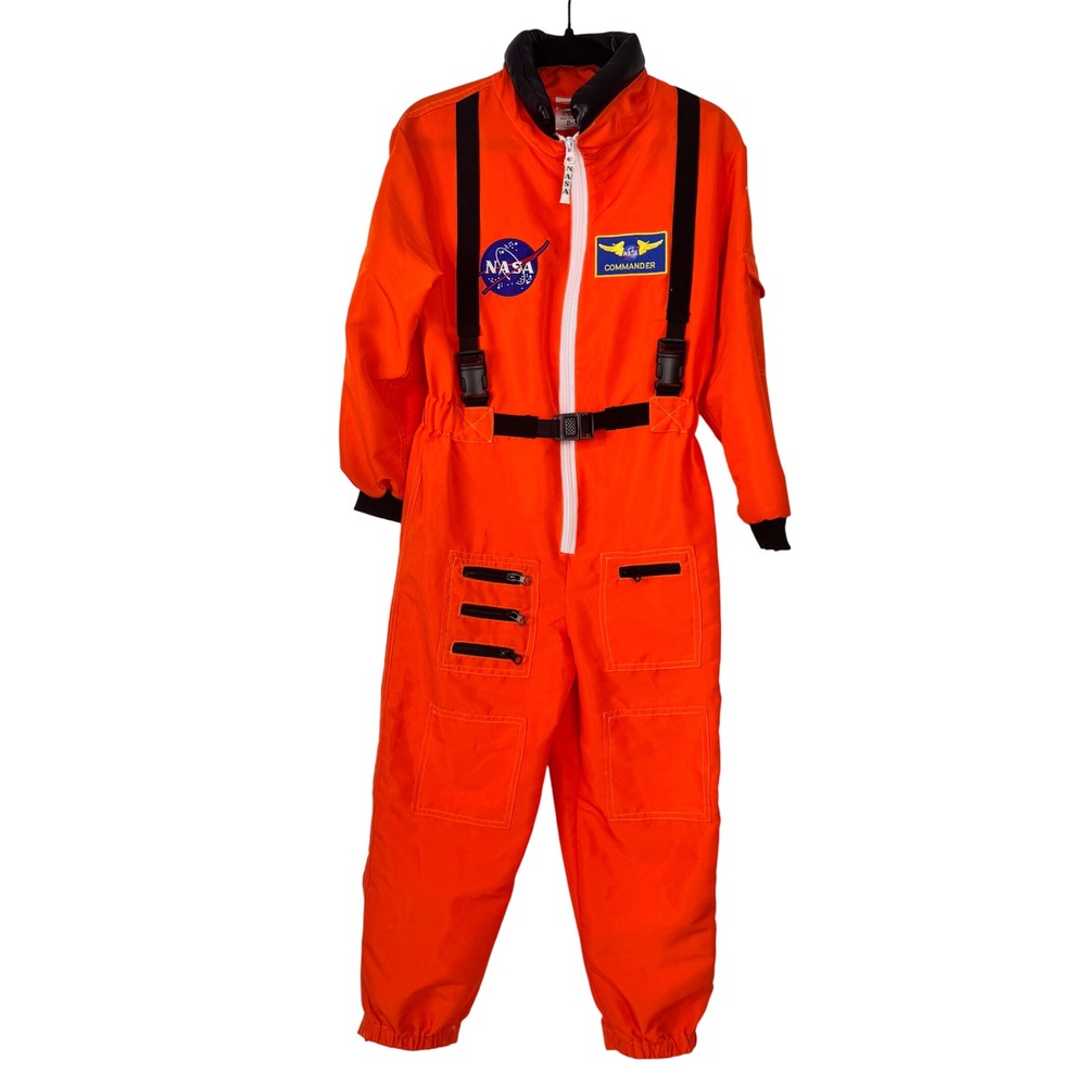 Aeromax Astronaut Flight Suit Kids 8-10 Orange Long Sleeve NASA Costume Jumpsuit